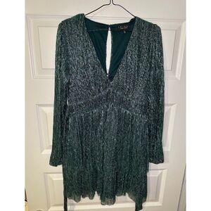 Long Sleeve Green Formal Dress